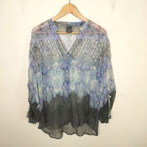 Casual Studio Sheer Chiffon Blouse Floral Paisley Mixed Print